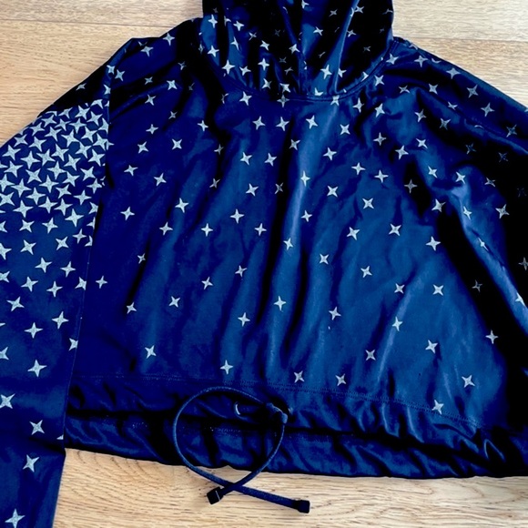 Koral Activewear Star-Print Hooded Sweatshirt Pullover Size L Black‎ - Picture 4 of 9